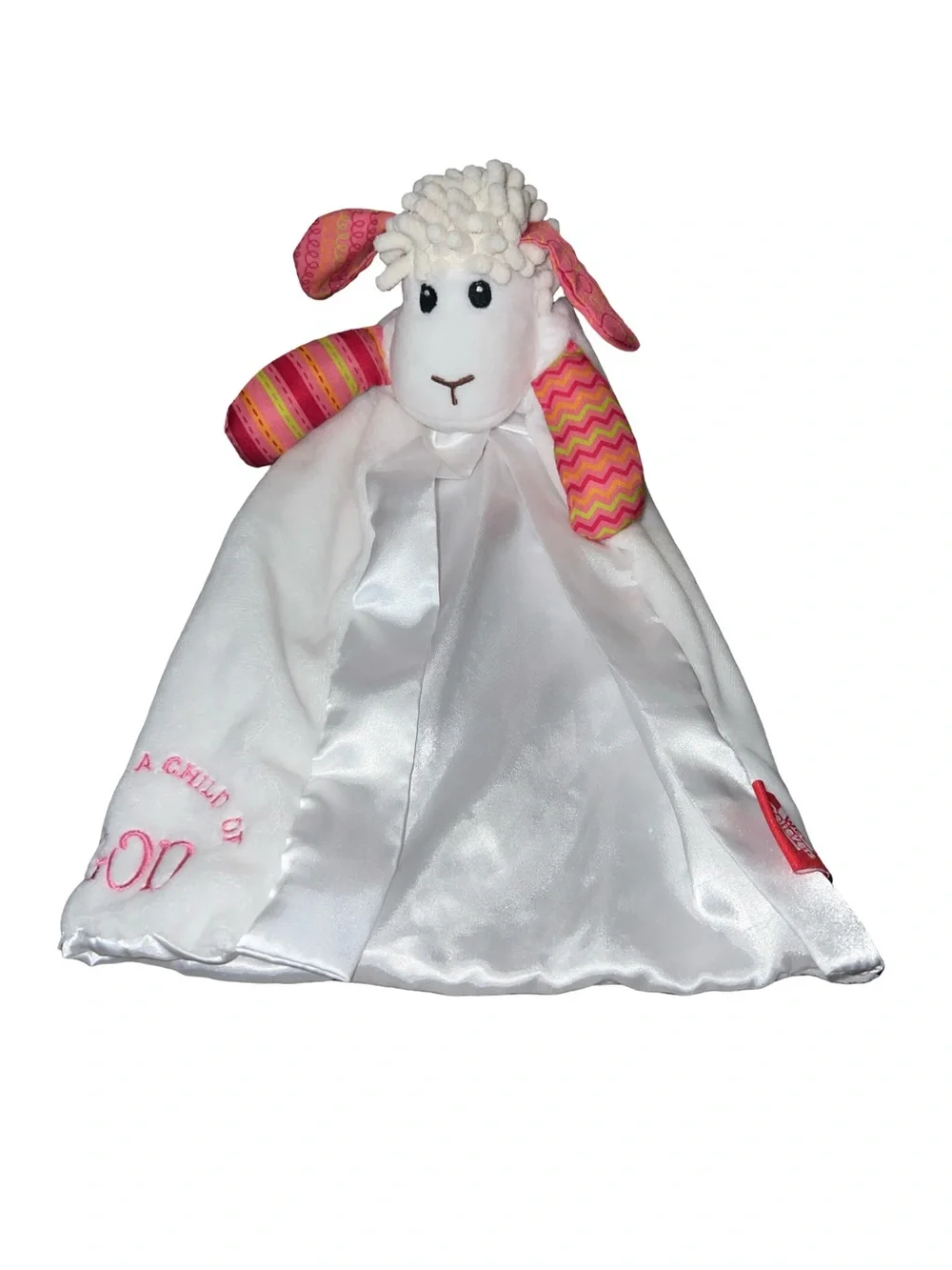 Wee Believers Sheep Lamb Lovey Security Blanket I am a Child Of God White Pink